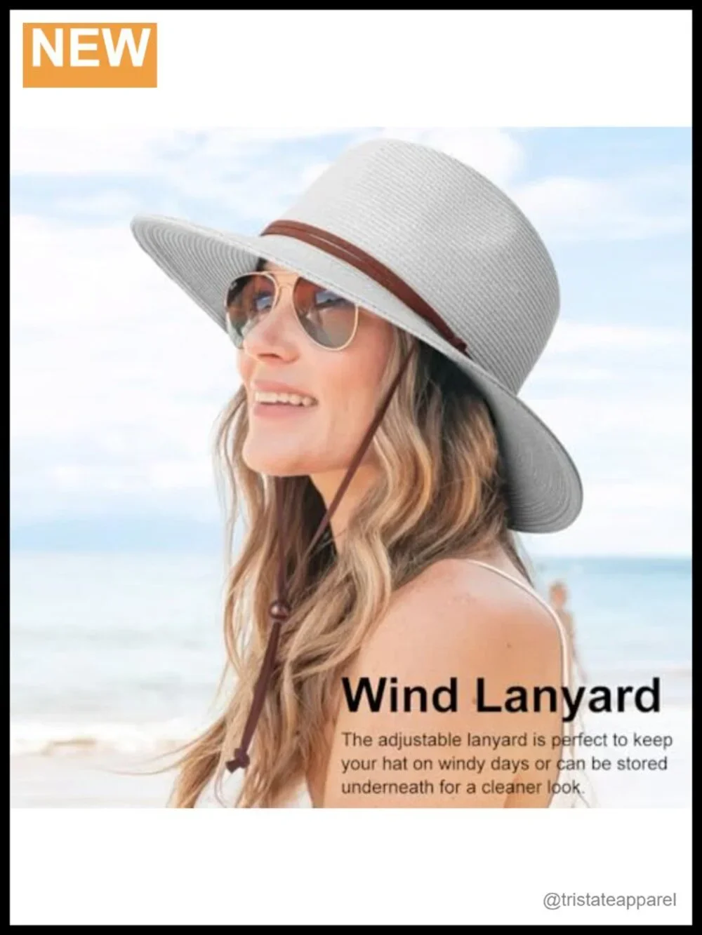 Wide Brim Straw Sun Hat with Chin Strap UPF 50+ Packable